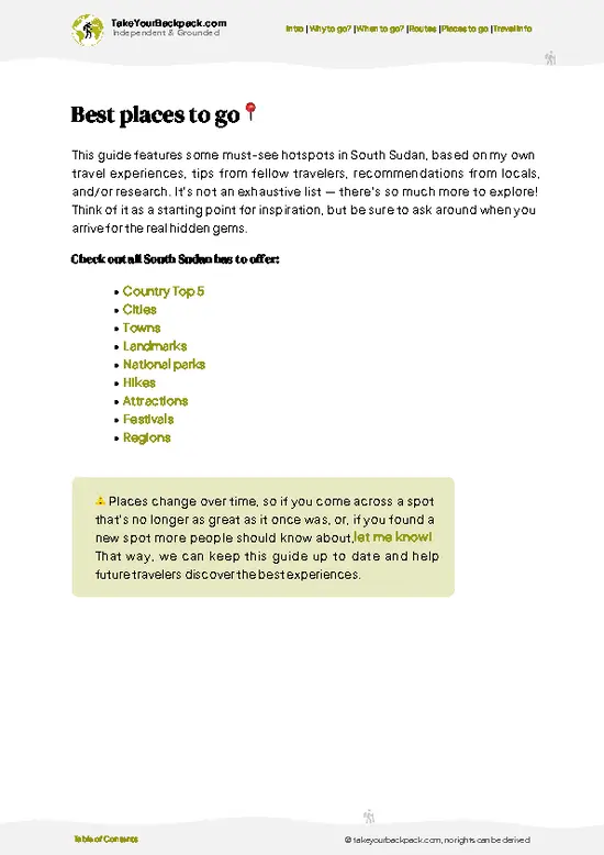 example page 5 from our offline Travel Guide for South Sudan